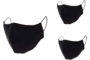 Ramona Lippert - Stoffmaske für Damen, Herren und Kinder - 3er Set Mundschutz Maske schwarz - Mundnasenschutzmaske waschbar - 100% Baumwolle Oeko-TEX Standard 100-2-lagig