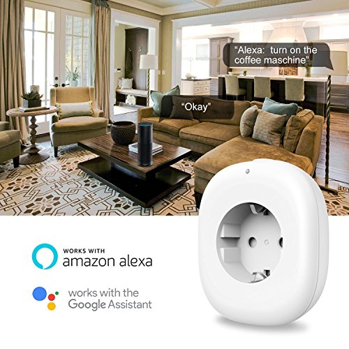 OMOTON [4 Unidades] Enchufe Inteligente/WiFi, Enchufe Inalámbrico, Control Remoto, Compatibles con Andriod e iOS(Alex, Goolgle Home, Echo, Echo Dot), Blanco