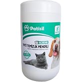 Patisil Evcil Hayvan T&uuml;y ve Pati Temizleme Mendili, K&ouml;pek ve Kedi i&ccedil;in Hijyenik Temizlik Mendilleri (72 Adet)