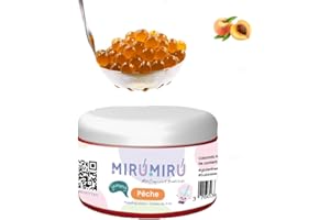 MiruMiru - POPPING BOBA ORIGINALE per Bubble Tea - Pesca - 140g - senza coloranti artificiali, meno zucchero, 100% VEGETALIANO e SENZA GLUTINE