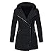 Produktbild Riou Windbreaker Damen Gefüttert Dicken Warm Winterjacke Slim Fit Jacke Parka Mantel Bequem Kapuzenjacke Mit Kapuze Lang Trenchcoat S-5XL (S, Schwarz B)