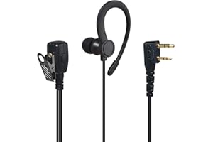YNIBST Oreillette pour Radio en Forme de G, Compatible avec Baofeng Kenwood UV-5R, UV-82, BF-888S, Ecouteur pour Talkie Walkie avec Microphone PTT (Noir)