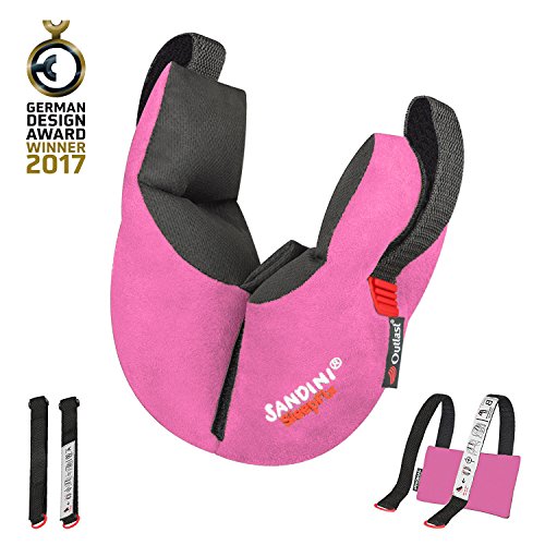 SANDINI SleepFix® Kids – Kinder Schlafkissen/ Nackenstütze/ Nackenkissen mit Stützfunktion und Temperaturausgleich – VIELE FARBEN – Exklusiv mit Outlast® Temperaturausgleich erhältlich – Kindersitz-Zubehör für Auto/ Fahrrad/ Reise – Verhindert das Abkippen des Kopfes im Schlaf – Designed in Germany/ Made in EU/ German Design Award WINNER 2017 - 2