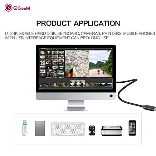 qgeem 3 Feet 1 m USB 3.0 Verlängerungskabel, Super Speed Datenübertragung, A Stecker an A Buchse, für USB-Stick, Festplatte, Kartenleser, Tastatur, Drucker, Scanner, Kamera und mehr - 4