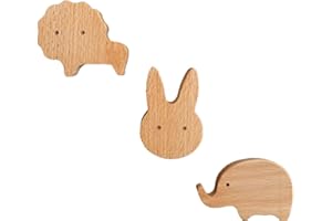 Dasellfa Wall Hooks Perchero pared Madera, Ganchos para Colgar, Perchero Infantil, Gancho pared Cuarto de Los Niños, Ganchos Adhesivos, Estante para Sombreros, Ganchos Decorativos, Toallero 3pcs (A)