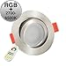Produktbild LUXVENUM® | 5x All-in-One LED Einbau-Strahler | 11W RGB + 2700-6500K stufenlos einstellbar & dimmbar | direkt an 230V wie jeder andere Einbaustrahler auch, kein zusätzlicher Empfänger nötig | Absolute Neuheit | Runde Leuchtdiode aus Eisen-gebürstetem Aluminium | 5er Set Forma RGBW-WW mit Fernbedienung