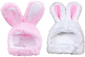 RmKbe 2 Pieces Easter Pet Bunny Hat Pet Plush Hat Cute Funny Easter Rabbit Hat Party Costume Pet Accessories Supplies for Dogs Cats