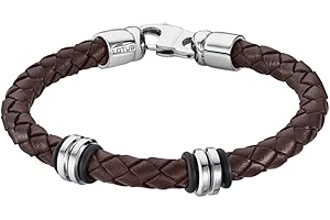 LOTUS STYLE Pulsera Hombre Acero Inoxidable 316L Brazalete de Diseño Sofisticado, Confortable y Resistente al Agua - Pulseras Hombre - Marrón 220.00 mm LS2093-2/2 - Ideal para Regalo