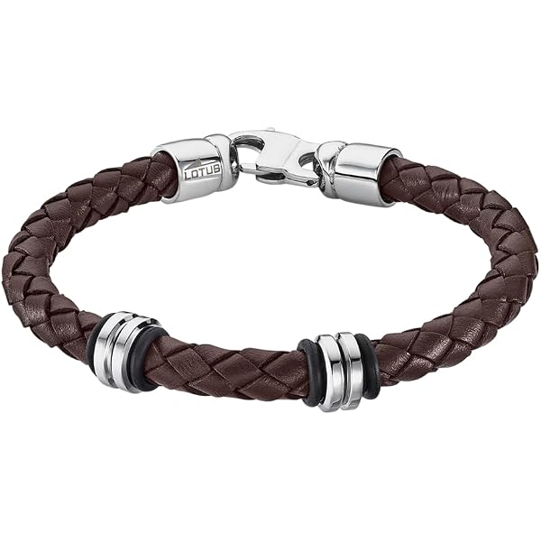 Acero Inoxidable LOTUS STYLE Cuero Brazalete De Diseño Sofisticado