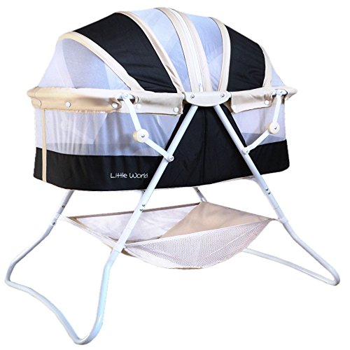 Preisvergleich Produktbild Beistellbett Reisebett Komfort Reisebett Little World flach klappbar Sichtfenster Aufbewahrungsnetz Babybett inklusive Matratze und 3-Positionshaube dreifach einstellbar Insektenschutz Beige Anthrazit