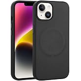 Case compatible with iPhone 13/14 - Black Leather Cover with Wireless Charging Feature compatible with Magsafe - Shockproof, Soft Cor