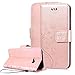 Produktbild SMART LEGEND für Samsung Galaxy A3 2017 Hülle Lederhülle Schmetterling Weinstock Premium Schutzhülle Rosegold/Rose Gold Muster Design Etui Brieftasche Ledertasche mit Handschlaufe Neu Zubehör im Bookstyle Cover Schale mit Ständer Standfunktion Etui Karten Slot und Magnetverschluss Flip Wallet Case