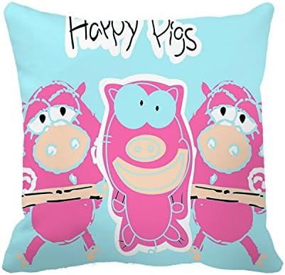 Whiangfsoo Cute Pig Pattern Decorative Throw Pillow Case Cushion Cover Red 20"x 20"
