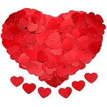 400 Piezas de Confeti PVC de Corazón Rojo de Día de San Valentín, Incluye 200 Piezas de Confeti de Corazón Brillante y 200 Piezas de Confeti de Corazón de Papel Metálico para Boda, Decoración de Fiest