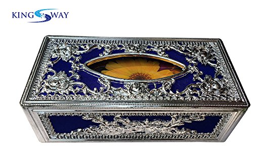 Kingsway Classic Royal Tissue Papper Napkin Holder Box for Cars, Offices & Homes (Blue-Silver Color, Velvet, Free Tissue Pappers Inside) RS.449 (68.00% Off) - Amazon