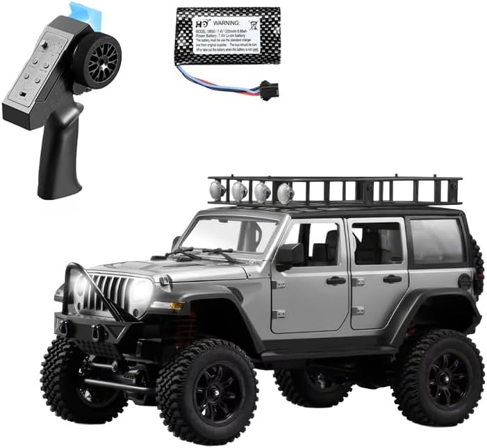 MN Model MN128 1/12 Jeep Wrangler Rubicon 4WD RC Model Crawler Offroad Truck Uzaktan Kumandalı Araba RTR Gümüş+Dahili Işık Seti