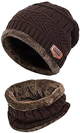 LSCY Unisex Warm Wool Knitted Hat and Circle Scarf 2 Pieces for Outdoor Activities in Winter (Coffee)…