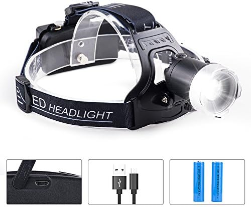 Intelligent Light Sense USB Rechargeable Head Torch, ZIUMIER 2000 Lumens Bright Cree XM-L2 LED Waterproof Zoomable Headlamp, Perfect for Camping Running Cycling Hiking Fishing Hard Hat
