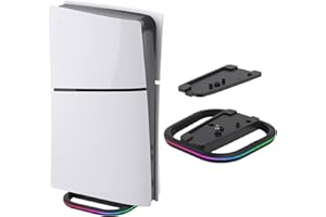 AARONMEI Soporte vertical para PS5 Slim Disc y edición digital PS5 base de pie con luces RGB, accesorios antideslizantes simples, color negro