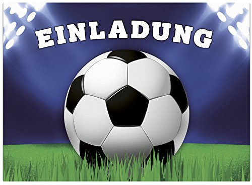 16 Einladungskarten zum Kindergeburtstag - Motiv Fussball Rasen Einladung - für Kinder, Jungen, Party, Feier, Jungs, Geburtstagseinladungen im Set
