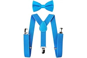 LoveLegis Tirantes niño - pajarita - traje - tirantes elásticos ajustables - pajarita y - color liso - idea de regalo de cumpleaños