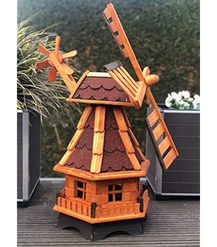 Bonetti Windmolen op zonne-energie met ledlicht voor buiten, de bijzondere zonnelamp voor de tuin, automatische in- en uitschakeling, ca. 53 cm hoog, beweegbare vleugels