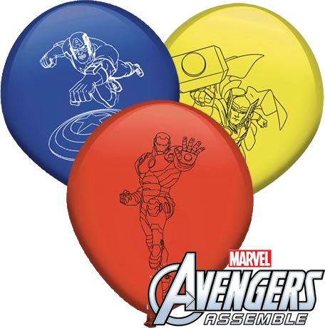 8 Luftballons * AVENGERS ASSEMBLE * für den Kindergeburtstag oder Party // mit 75cm Umfang // Luftballon Ballons Deko Motto Kinderparty Marvel Superhelden Thor Iron Man Captian America - 2