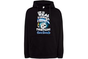 Diver Bebé Sudadera Frase con mi Real y Cerveza Nunca Hay Tristeza Sociedad San Sebastían para Aficionado al fútbol