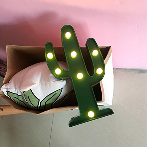 Foxnovo Kaktus LED Nacht Licht Nacht batteriebetriebene Tisch Lampe Laufschrift LED Nachtlicht Home Dekorationen - 2