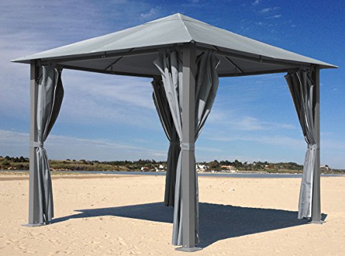 Preisvergleich Produktbild Pavillon Paris 3x3m - Platingrau mit Seitenwand Set