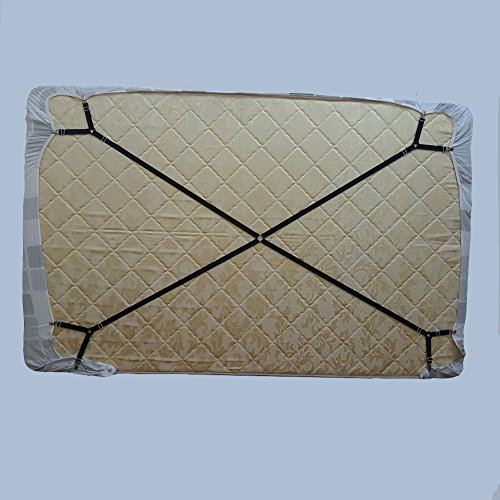 Toweter 3-Way unter Matratze Bett / Bettlaken Verschluss verstellbar, kreuz und quer Bettlaken Bänder Hosenträger, slipcover Verschluss, langen Riemen Clip Bands(White) - 4