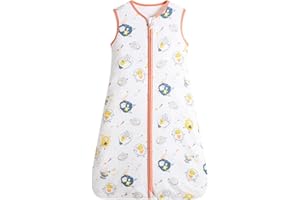 GudGmtoy Baby Sleeping Bag, Baby Sleep Sack with Sleeveless 0.5 Tog Cotton Newborn Swaddle Wrap Blanket Cartoon Pattern Seelping Bag for Infant Toddler 0-4 Years Old