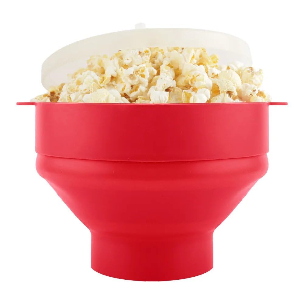 Raya Silicone Microwave Popcorn Popper: BPA-Free & Dishwasher Safe Red Bowl