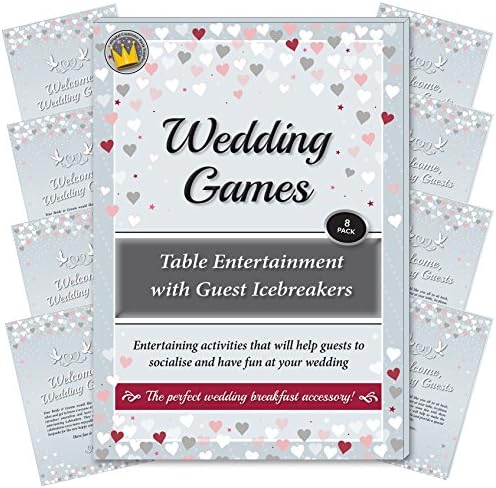 Wedding Games - Table Entertainment and Icebreakers for Guests. Entertaining activities that will help guests to socialise and have fun at your reception or wedding breakfast (Up to 8 Tables)