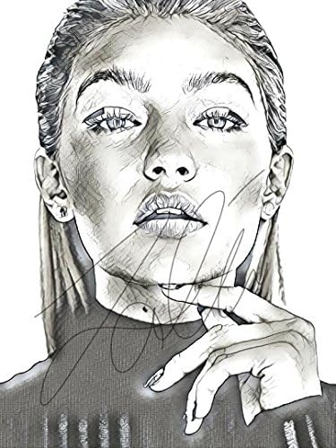 Gigi Hadid Sketch Drawing Print Poster Hand Drawn Pencil Model #GIGI_SKETCH3