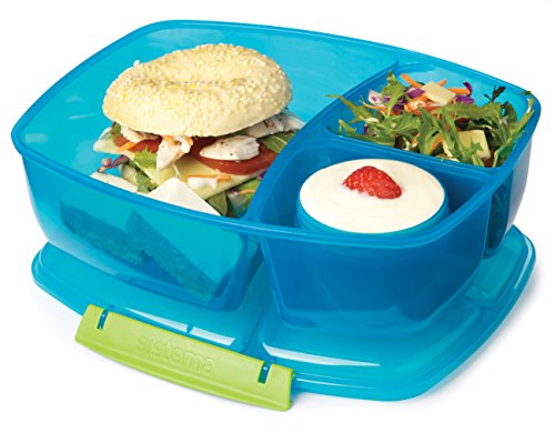 Sistema Lunch Triple Split Lunchbox mit Joghurttopf, 2 Liter, plastik, blau / grün, 24.5 x 20 x 9.1999999999999993 cm - 3