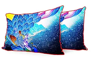 DreamVio Jute Fabric Printed Decorative Pillow/Throw/Cushion Covers for Living Room, Bed Room, Sofa,Chairs,Pillow Cases, Pillow Covers Set of 2, Size 12x18 Inches Style201