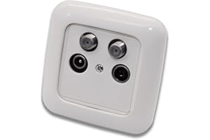 EBROM'S BJ SETS BUSCH JÄGER Komplettset/Antennensteckdosen-Einsatz 4-Loch Radio/TV/SAT z.B. für TWIN Receiver CATV (**) ASTRO + Rahmen, Adapterring und Abdeckung in Reflex SI alpinweiß