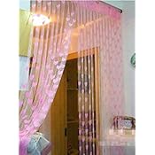 Ramcha Heart 2 Piece Polyester String Door Curtain Set - 6.5ft, Pink