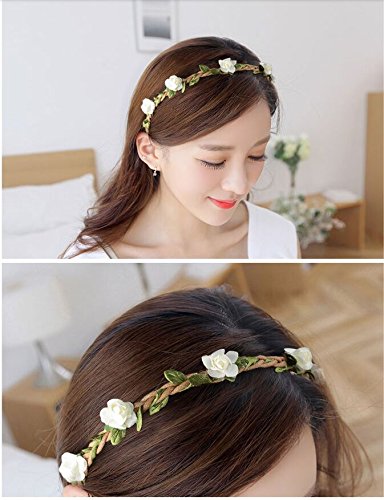 WTB Girls Flower Fairy Bohemian Braid Wedding Beach Tiara Crown hair headband (12pcs mixed color) - 6