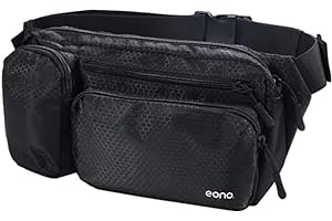 Eono Water Resistant Bum Bag with Multi-Pockets, Large Capacity Waist Fanny Pack for Hiking, Dog Walking, Travel & Outdoor Activities