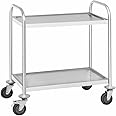 Royal Catering RCSW 2.1H Serving Trolley - Stainless Steel Kitchen Trolley with Wheels - 2 Shelves, 150 kg Capacity, 45.5 cm Tray Spacing