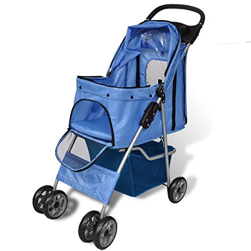 New-Blue-Folding-pet-stroller-dogcat-Travel-Carrier