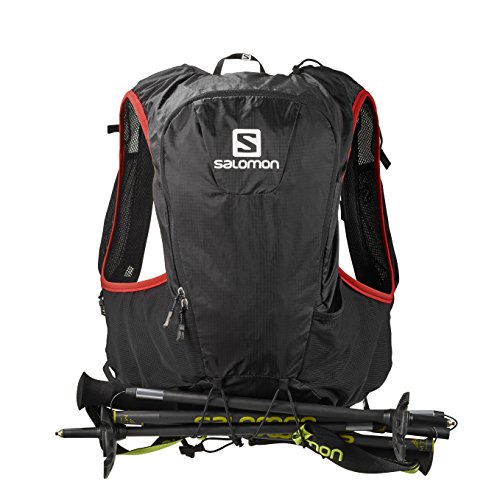 SALOMON Skin Pro 10 Set Backpack, Unisex Adulto, Negro (Black/Bright Red), 10 L - SALOMON