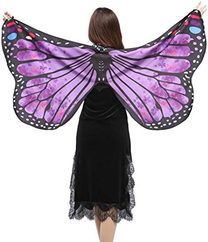 Women Shawl Sonnena 147*70CM Butterfly Wings Wrap Shawl Fairy Ladies Girls Nymph Pixie Costume Dresses Capes Stoles Coat Accessory Good Decoration For Party Dress up Easter Day Gift (Shawl, B- Purple)