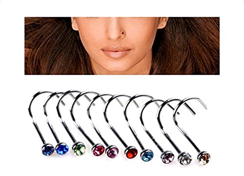 Hosaire 30 pcs Nasen-piercing Edelstahl Damen Farbe Nasenringe Nasenstecker Nasenpiercing - 7