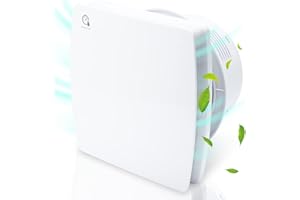 Izrielar Ventilateur de salle de bain 100 mm avec capteur d'humidité et clapet anti-retour, minuterie, ventilateur de salle de bain, ventilateur d'extraction silencieux, ventilateur de salon pour