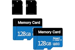 TEYDUN 2 Pack 128 GB Micro Memory Card With Adapter, TF Memory Card Class 10, Mini Memory Card for Camera/Smartphone/tablet/Drone (Blue 128GB*2)