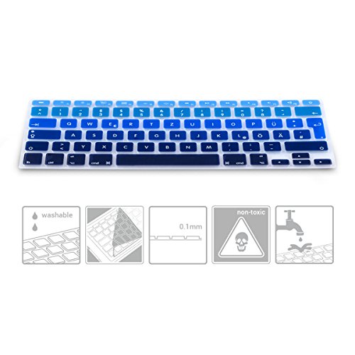 kwmobile Tastaturschutz Apple MacBook Air 13“/ Pro Retina 13“/ 15“ – QWERTZ Silikon Laptop Tastaturfolie – Notebook Tastaturschutzfolie Hellblau Dunkelblau - 3