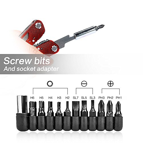 KKtick Edelstahl Multifunktionsmesser Tragbar Multiwerkzeug Klappmesser Zange Drahtschneider Schraubenschlüssel Säge Messer für Camping, Indoor&Outdoor (Rote) - 3